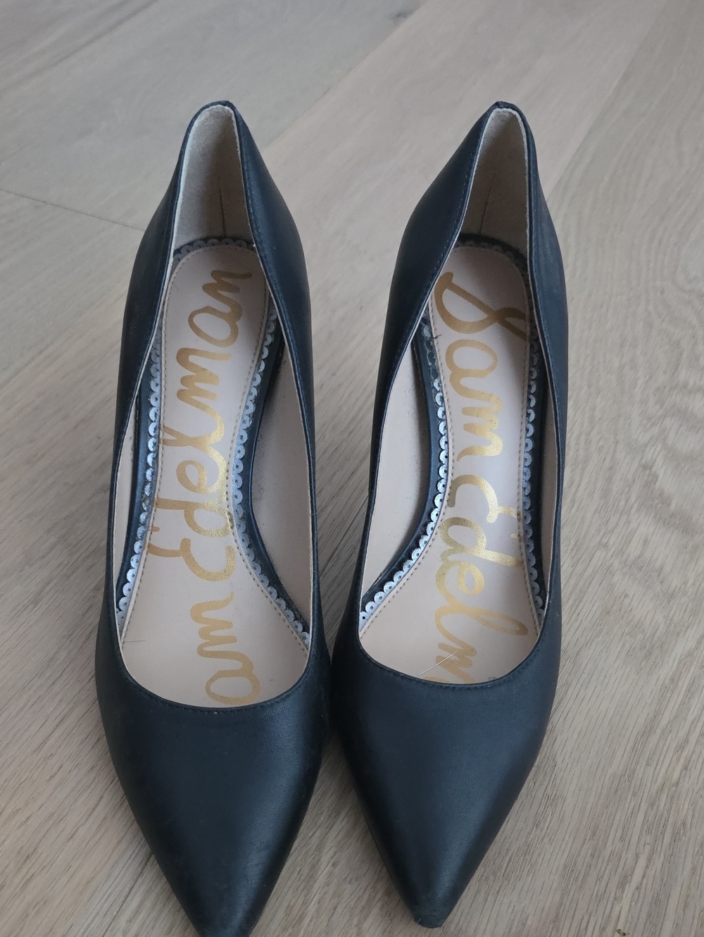 Sam Edelman Black Pointed-Toe Leather Pumps